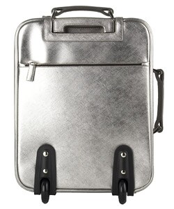 Prada Small Silver Leather Rolling Suitcase