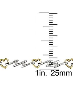 14k Two-tone Gold 1/3ct TDW Heart Link Bracelet (H-J, I1-2)