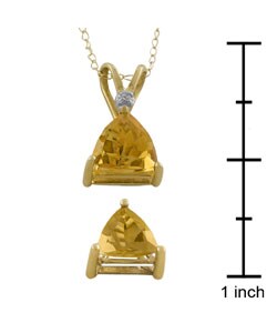 10k Gold Trillion Citrine Pendant and Earrings Set