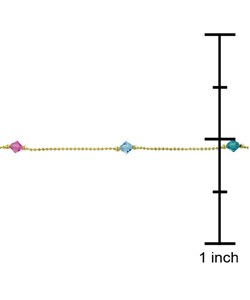 14k Yellow Gold Multicolored Crystal Anklet