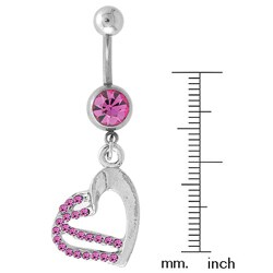 Steel Dangling Jeweled Heart Curved Barbell