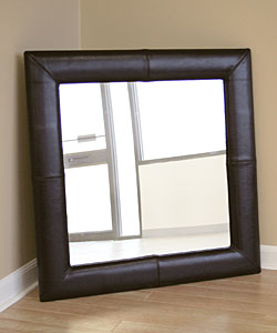 Aiken Dark Brown Bi-cast Leather Frame Mirror