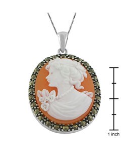 Sterling Silver Marcasite Goddess Cameo Necklace