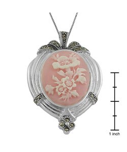 Sterling Silver Flower Cameo Necklace