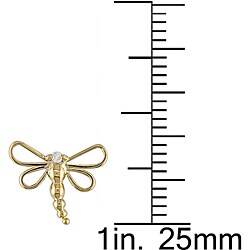 10k Yellow Gold Diamond Accent Dragonfly Earrings