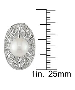 14k Gold 1/3ct TDW Diamond and FW Pearl Earrings