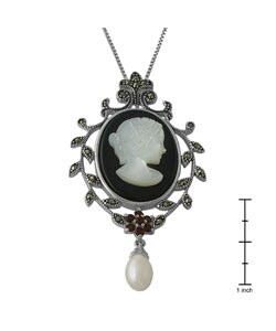 Sterling Silver Onyx Lady Cameo Necklace