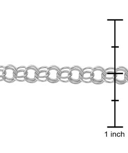 14k White Gold Double Loop Charm Bracelet