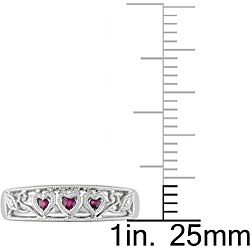 10k White Gold Ruby Heart and Diamond Accent Ring