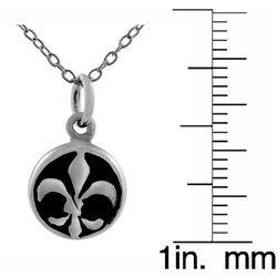 Sterling Silver Round Fleur De Lis Necklace