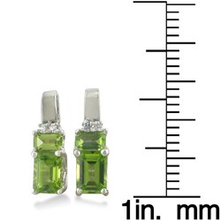 14k White Gold Peridot and Diamond Earrings(H-I, I1)
