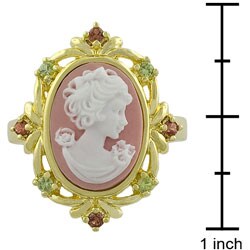 14k Gold over Silver Cameo Cubic Zirconia Ring