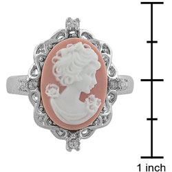 Sterling Silver CZ Pink Lady Cameo Ring
