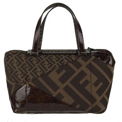 Fendi Tobacco Zucca Canvas Zip-top Bag