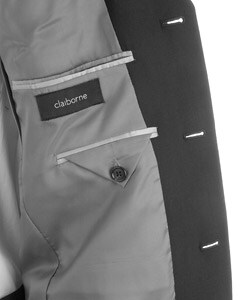 Claiborne Navy Solid Bengaline Men's Suit
