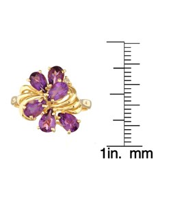 14k Yellow Gold Amethyst and Diamond Cluster Ring