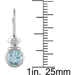 14k Gold Blue Topaz and 1/10ct TDW Diamond Earrings
