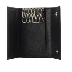 Prada Saffiano Black Leather Logo Key Case