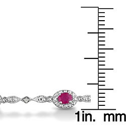 10k White Gold Ruby Diamond 7-inch  Bracelet