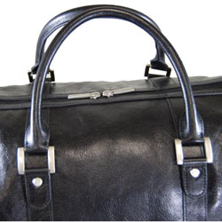 Torino 19-inch Black Leather Duffel Bag