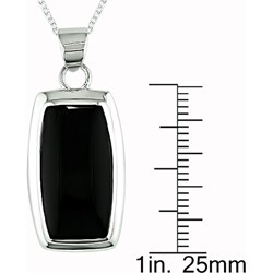Sterling Silver Rectangular Black Onyx Necklace
