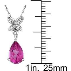10k White Gold Diamond Pink Topaz Pendant