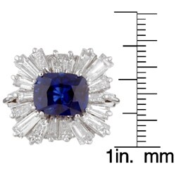 18k Gold 2 2/5ct TDDW Diamond and Sapphire Ring (I, VS1)