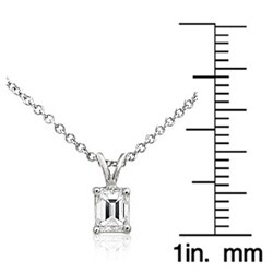 14k Gold 3/8ct TDW Emerald-cut Diamond Solitaire Pendant (H-I, SI1-SI2)