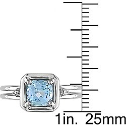 10k White Gold Sky Blue Topaz and Diamond Ring