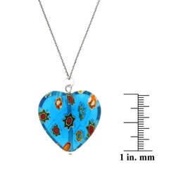 Stonique Creations Sterling Silver Light Blue Venetian Glass Heart Necklace