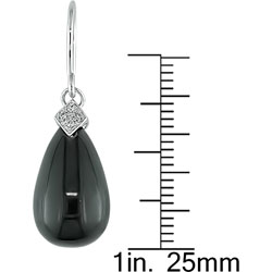 10k White Gold Black Onyx and Diamond Earrings