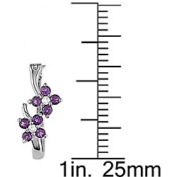 10k White Gold Amethyst and Diamond Hoop Earrings