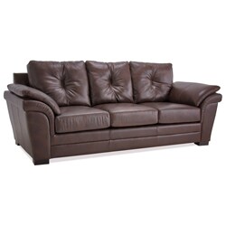 Brown Pillow Top Arm Leather Sofa and Two Chairs