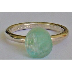 Sterling Ring with Roman Glass Bead (Israel)