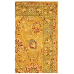 Handmade Antique Isfan Dark Gold/ Light Green Wool Rug (3' x 5')