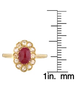 18k Yellow Gold Ruby and 1/2ct TDW Diamond Ring (J, I1)