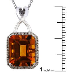 18k Gold Citrine and 1/5ct TDW Diamond Necklace (H, VS-SI)