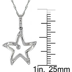 14k White Gold Diamond Accent Star Necklace