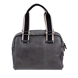 Fendi Dark Grey Medium Soft Pebbled Leather Boston Bag