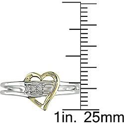 10k Two-tone Gold Diamond Heart Ring