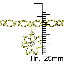 10k Gold Diamond Accent Flower Charm Bracelet