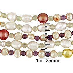 Multi-colored Pearl and Gemstone 5-strand Necklace