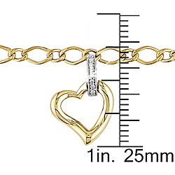 10k Two-tone Gold Diamond Heart Charm Bracelet