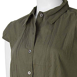 XOXO Women's Cap Sleeve Button Front Blouse