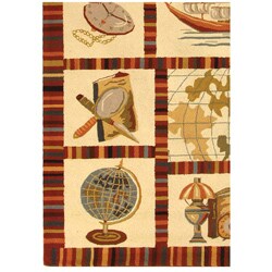 Hand-hooked Explorer Black Wool Rug (7'9 x 9'9)