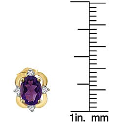 14k Yellow Gold Amethyst and Diamond Earrings