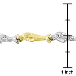 14k Two-tone Gold School of Dolphin Bracelet