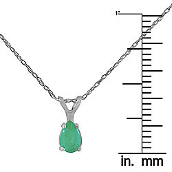14k White Gold Pear-shaped Emerald Necklace