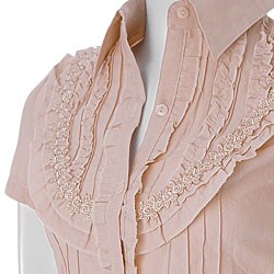 Everyday Women's Ruffle-front Short-sleeve Shirt