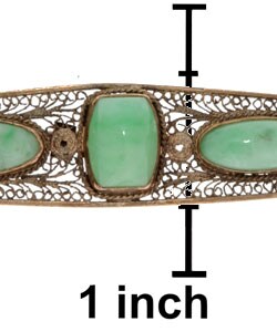 14k Yellow Gold Antique Jade Bar Pin